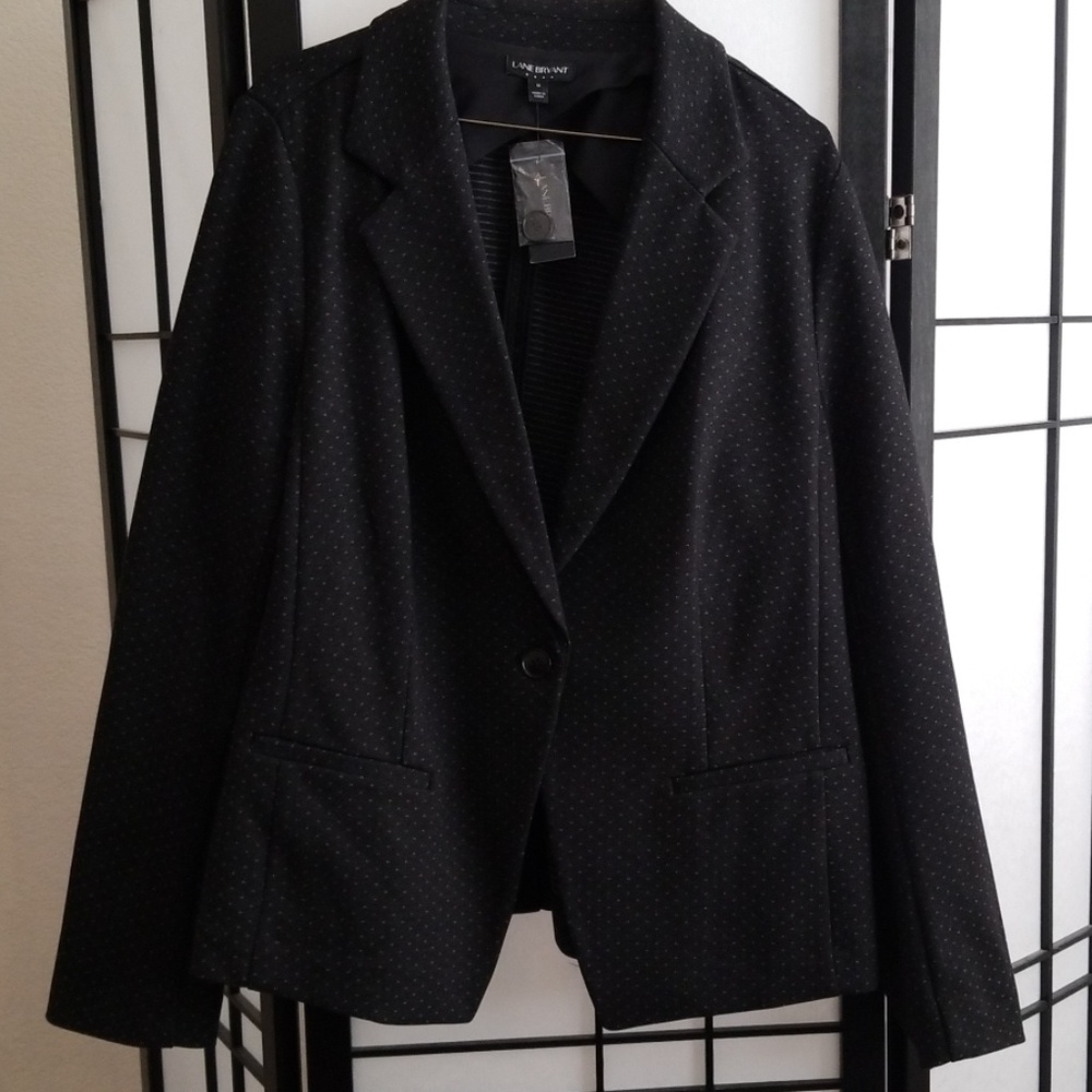 Lane Bryant Blazer Charcoal Gray w/white sz 16